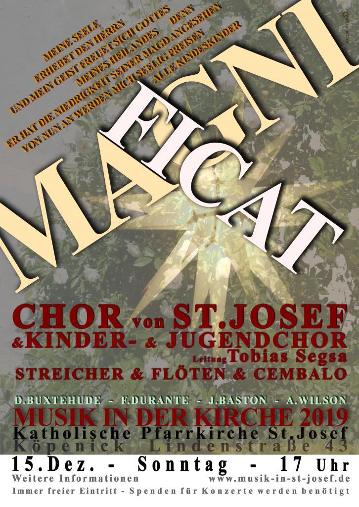 MAGNIFICAT – adventliches Chorkonzert der Chöre von St. Josef am 15.12.2019 um 17 Uhr