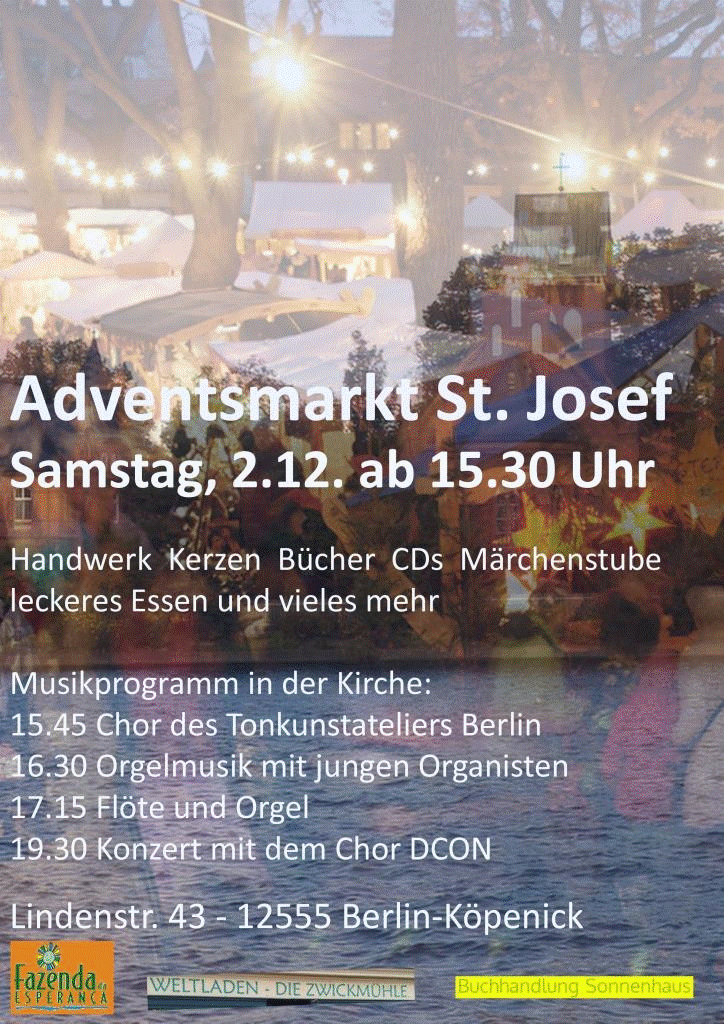 Adventsmarkt in St. Josef – 2. Dezember 2017 ab 15.30 Uhr