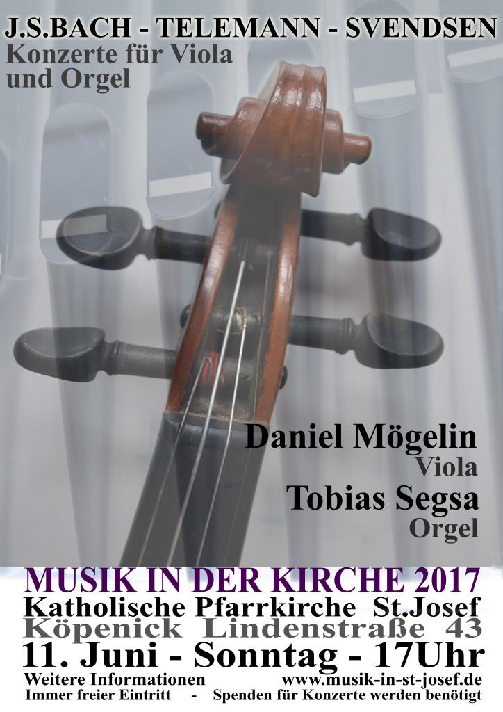 Konzert für Viola und Orgel – Sonntag 11.06.2017 um 17 Uhr