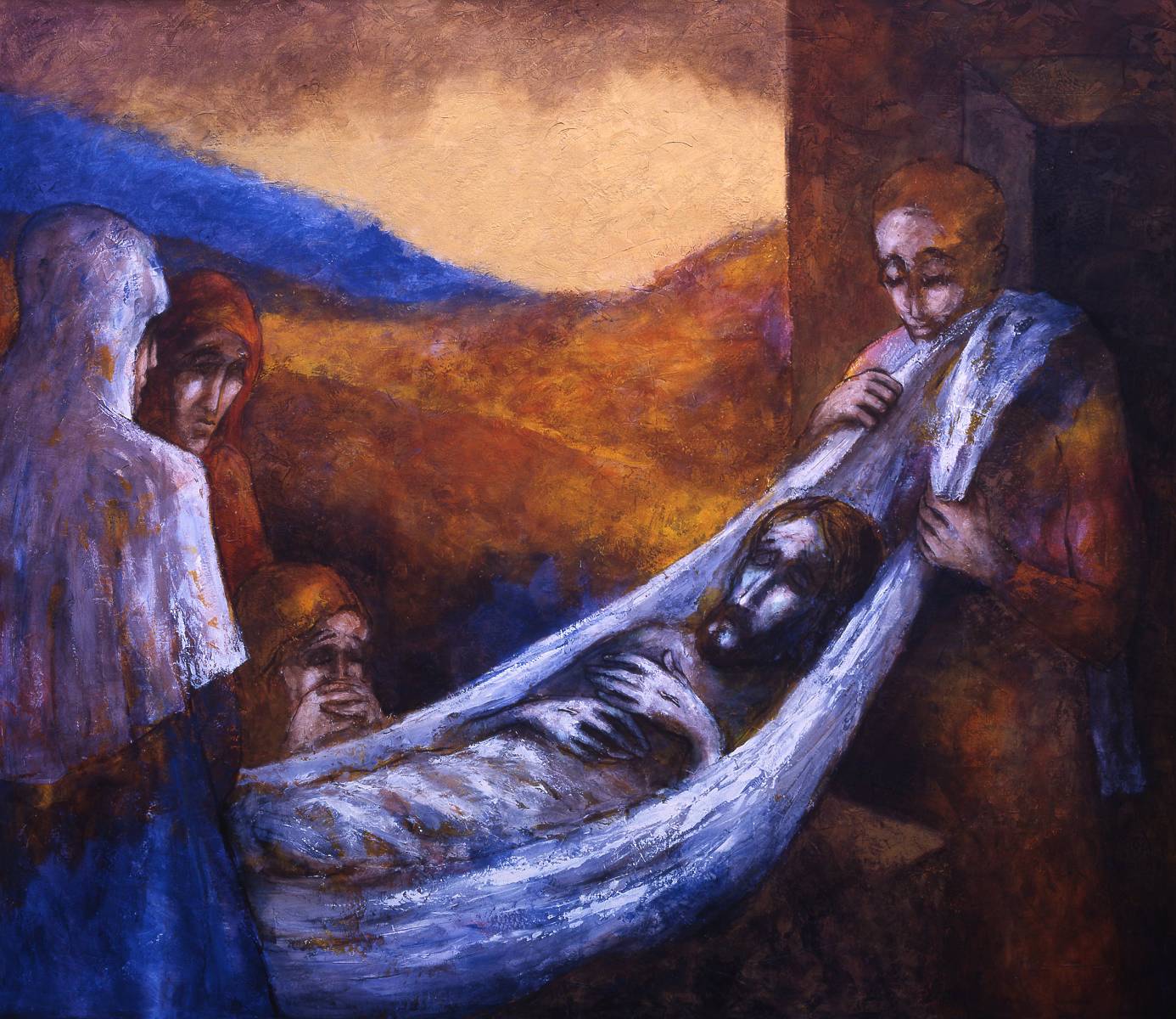 Der Leichnam Jesu wird  in das Grab gelegt | 13. Station auf dem Online-Kreuzweg